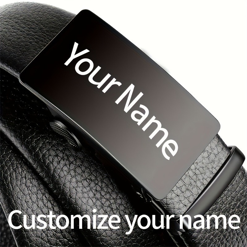 Custom Personalized Name Text Belt for Men PU Leather Alloy Buckle ...