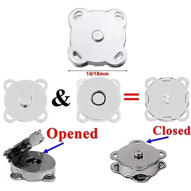1 Pair Magnetic Snap Metal Invisible Button Luggage Fasteners Lock ...