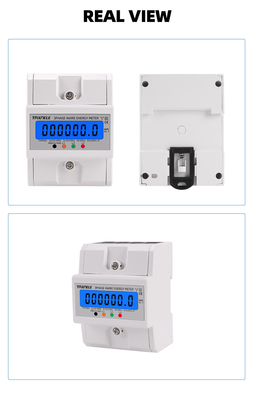 Din Rail 3 Phase 4 Wire Electronic Watt Power Consumption Energy Meter ...