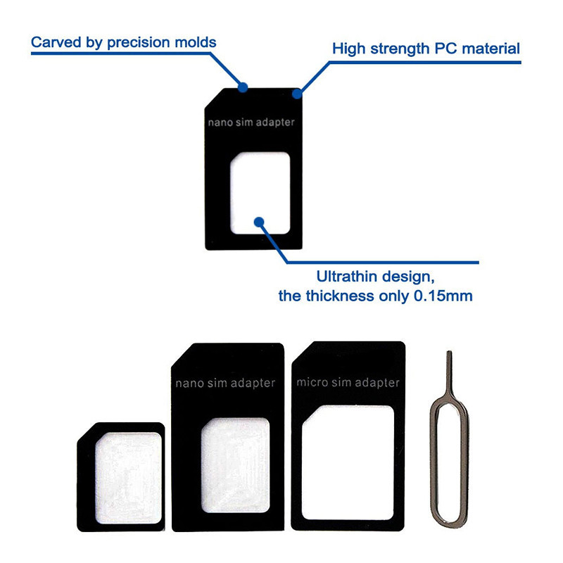 𝟰 𝗜𝗡 𝟭 》Nano SIM Card Holder Universal Converter Kit Eject Needle Pin ...