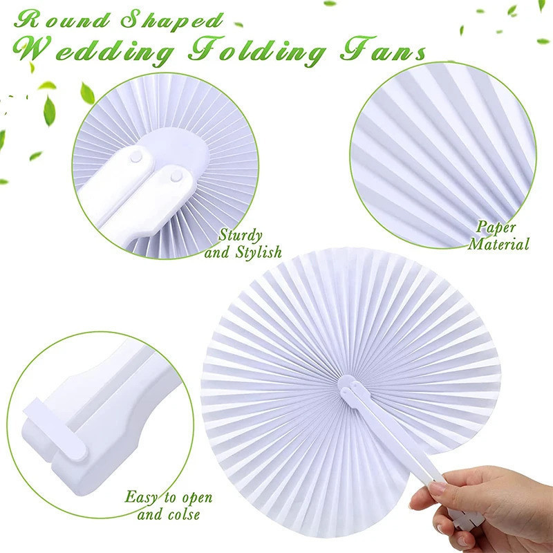 Wedding Handheld Paper Fan - Bamboo Folding Paper Fan - White Hand Fan ...