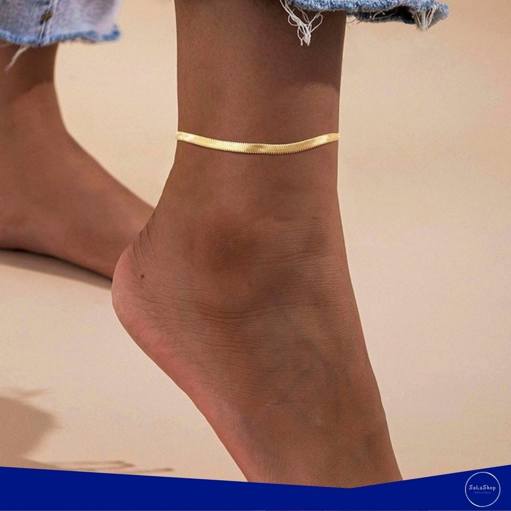 Gold Plated Titanium Steel Snake Chain Anklet Bracelet Foot Chain