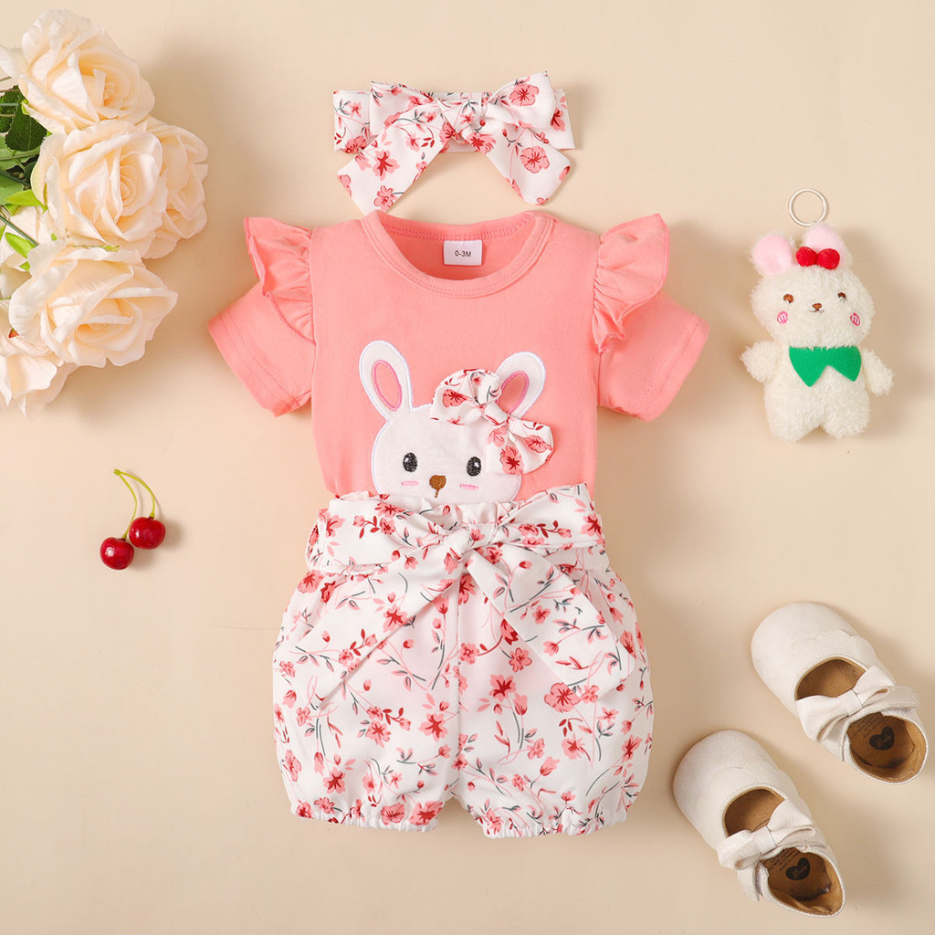 Baju Baby Girl Clothes For 0-18 Months Fly Sleeve Rabbit Pattern Lovely ...