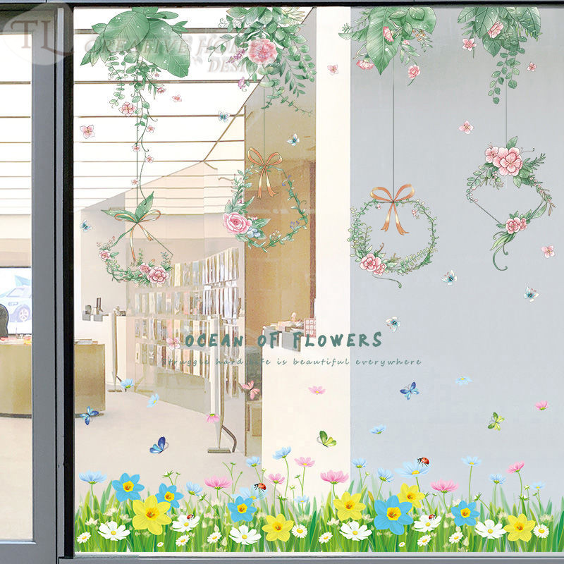 Creative Living Room Wall Stickers Window Glass Stickers Sliding Door ...