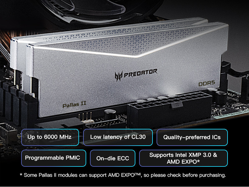 Gaming RAM Acer Predator Pallas II DDR5 RAM 64GB (32GBx2) 6400MHz