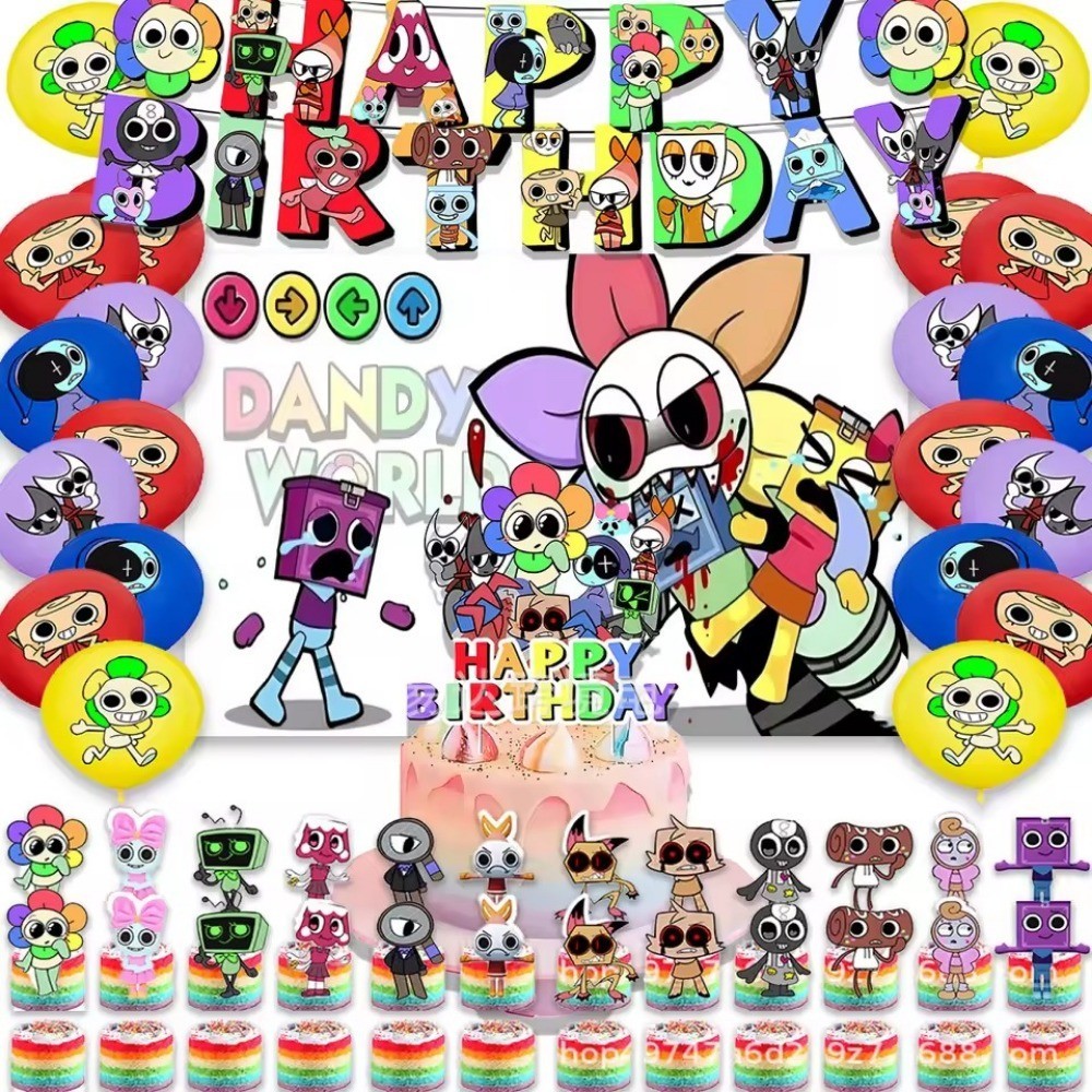 Dandy's World Birthday Theme Party Decor Balloon Cake Topper Banner ...
