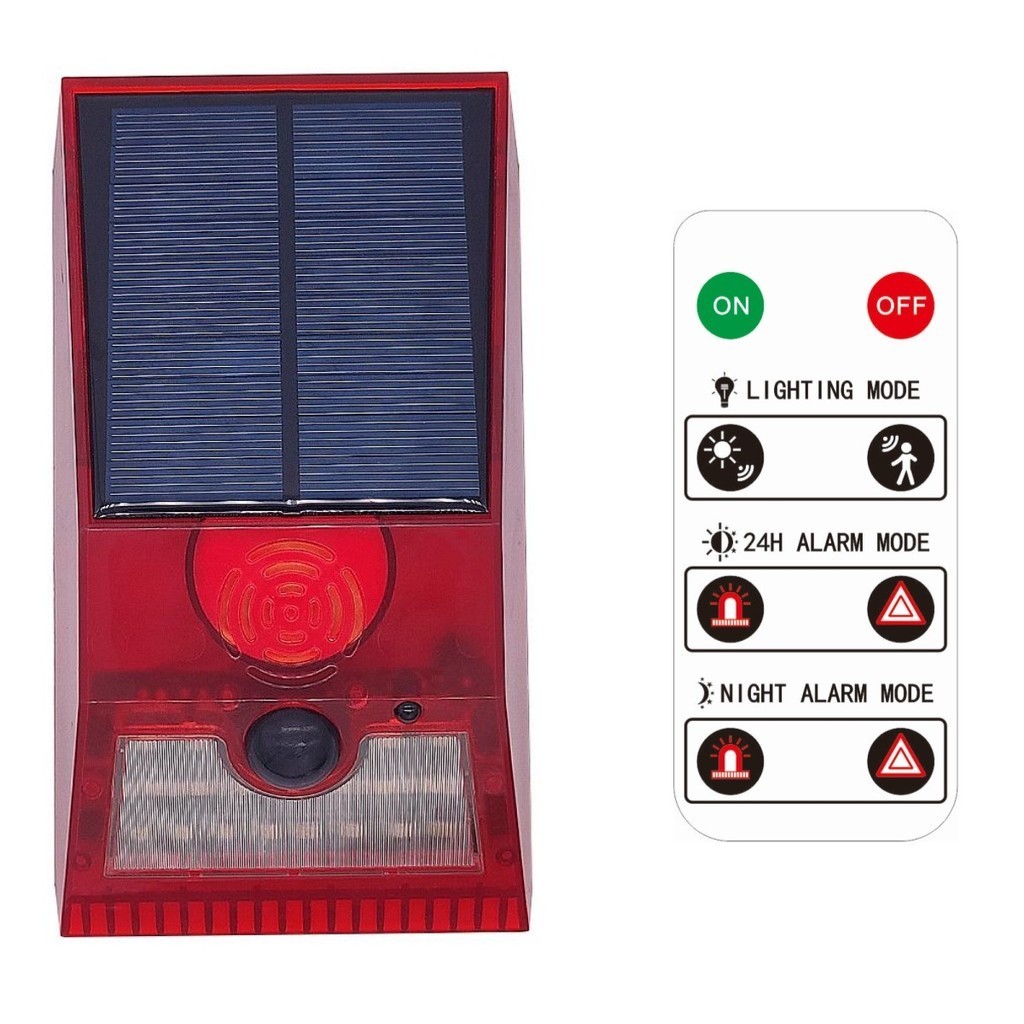 Solar Alarm Sensor LED Red Light Infrared (no or with Remote Control ...
