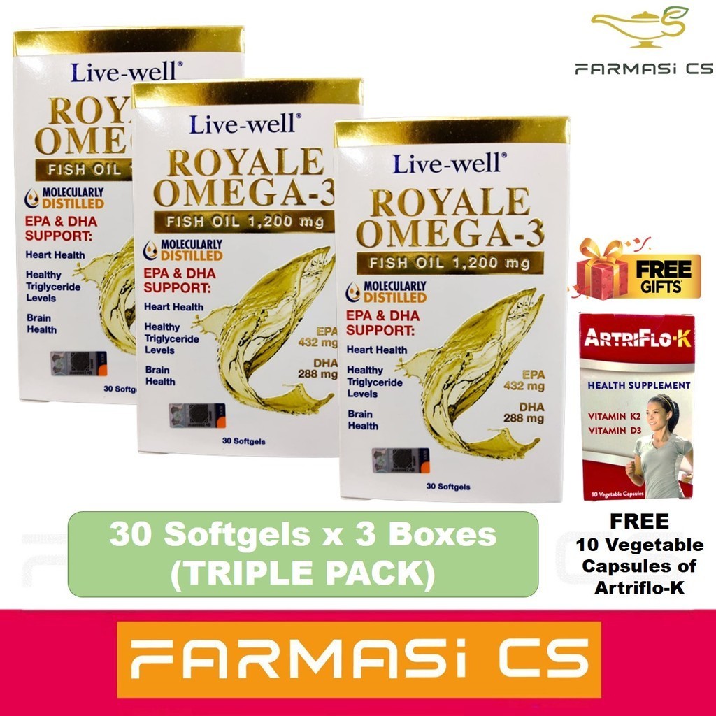 Live-Well Royale Omega-3 Fish Oil 1200mg 30 Softgels x 3 Boxes FOC 10  Capsules Trial Pack worth RM20 EXP:06/2025 | Shopee Malaysia