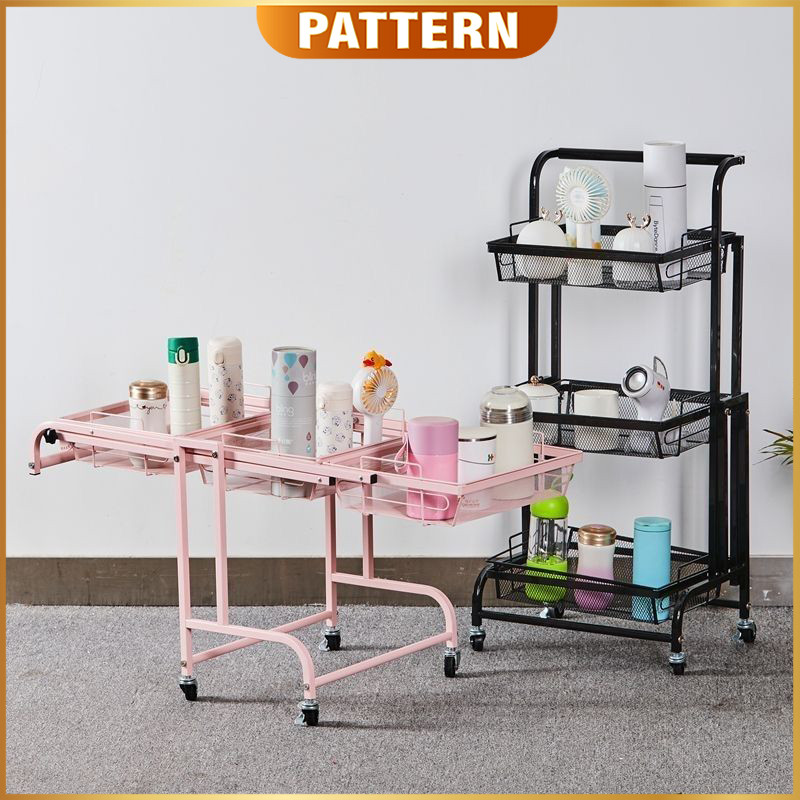 PATTERN 100% Full Metal 3 Tier Foldable Trolley with Wheels | Movable ...