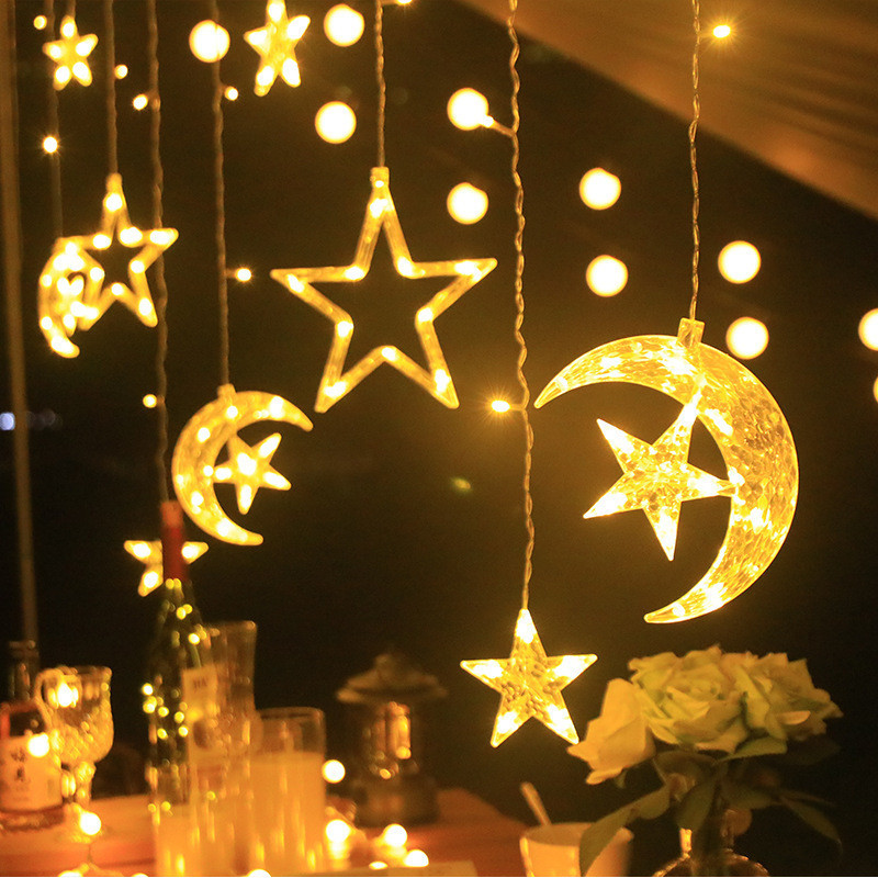 Lampu Raya Hari Raya Light 4M 120Leds Moon Curtain String Lights Castle ...
