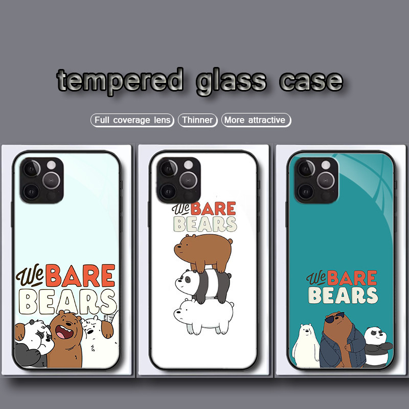 for iPhone 6 6S 7 8 Plus XR 11 Pro Max Tempered glass case C105 We Bare ...