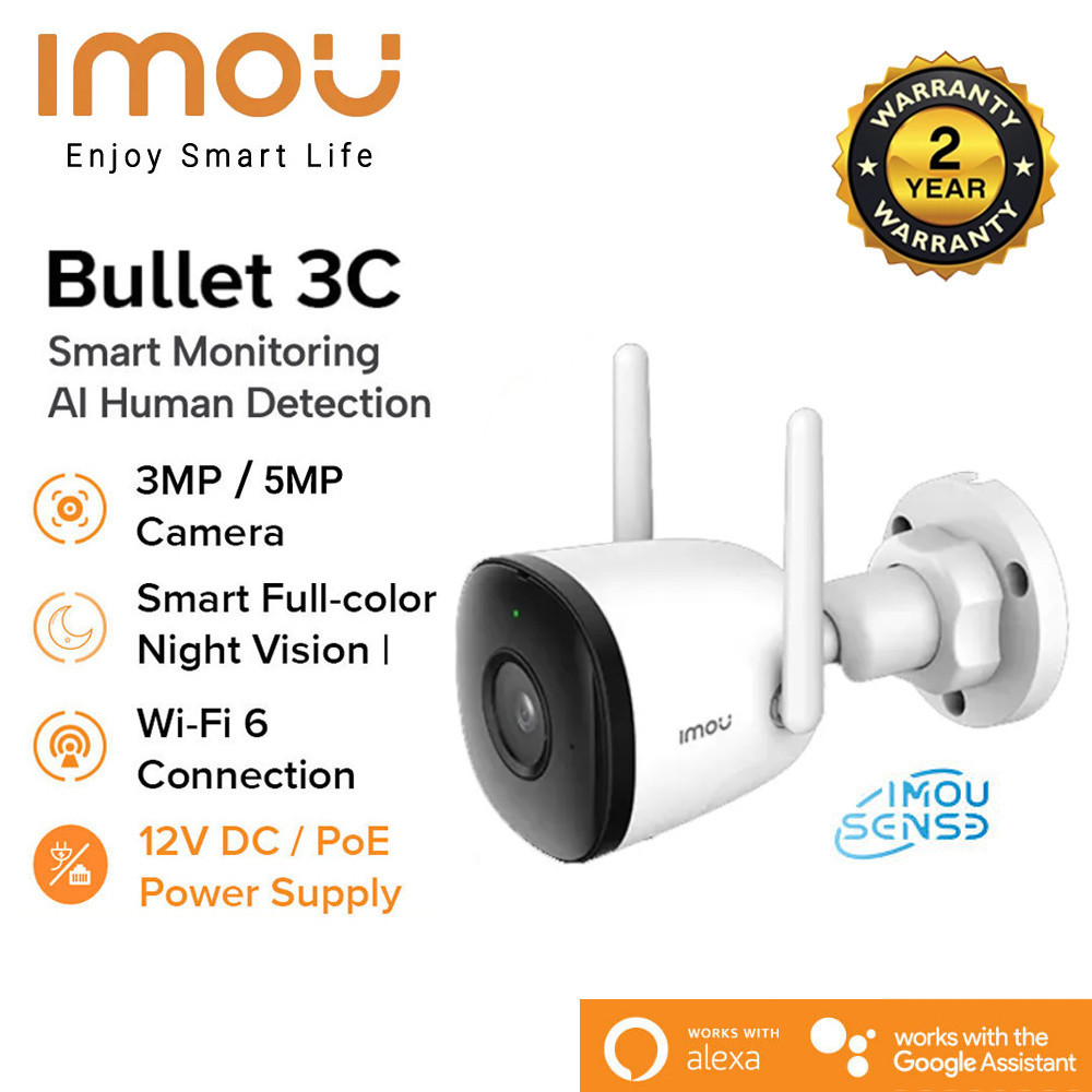 Imou Bullet 3C IP67 Weatherproof Smart Color Night Vision Outdoor 3MP ...
