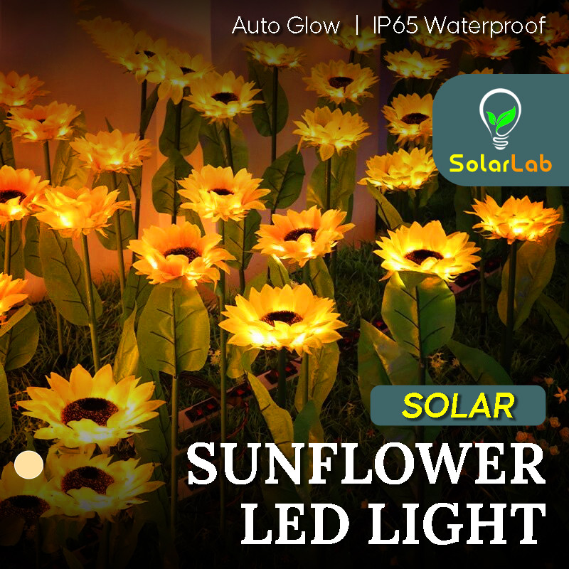 Solar LED Sunflower Light Waterproof Night Sensor Garden Decor Outdoor ...