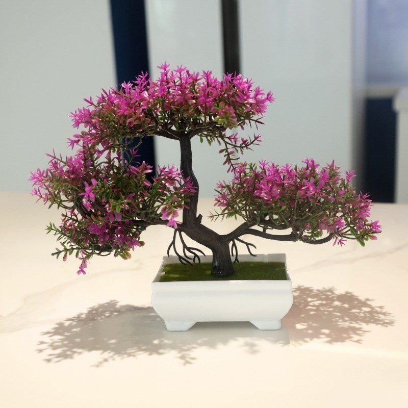 Artificial Mini Foam Rose Bonsai - Simulation Silk Flower Potted ...