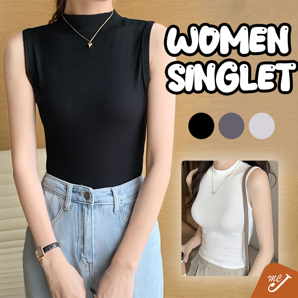 McJoden - MORA Korean Women Sleeveless Singlet Inner Crop Top Shirt ...