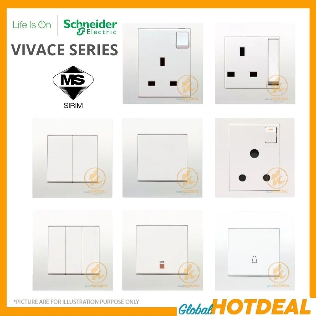 SCHNEIDER VIVACE SERIES Switch & Socket Outlet Switches Sirim Approved ...