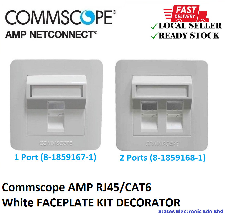 Commscope AMP RJ45/CAT6 1Port 2 Ports White FACEPLATE KIT DECORATOR (8 ...