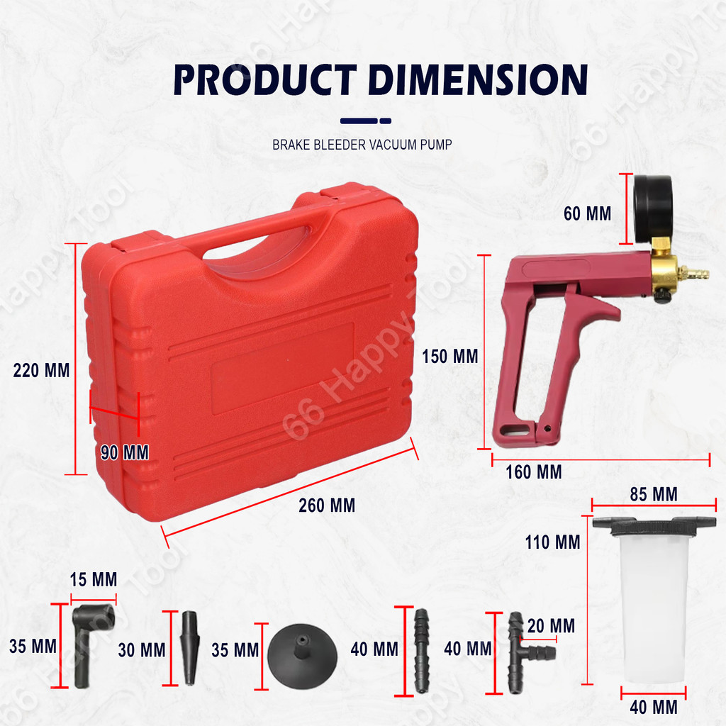 Brake Fluid Bleeder Kit Hand Held Vacuum Pressure Pump Tester Pistol ...