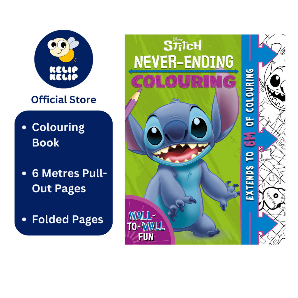 Disney Stitch Never Ending Colouring Book For Kids With 6M Pull Out Pages | Shopee Malaysia