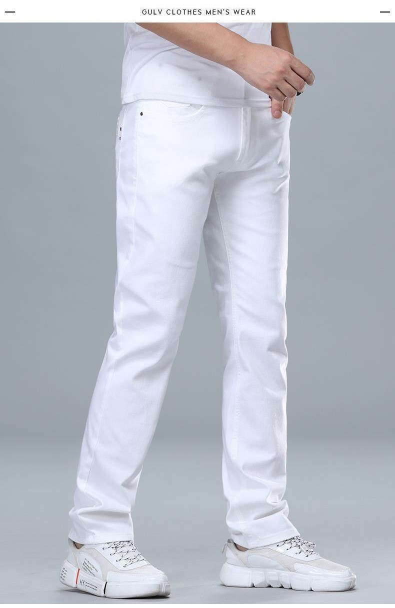 Strechable Plain Pant In Jeans Stuff White Color