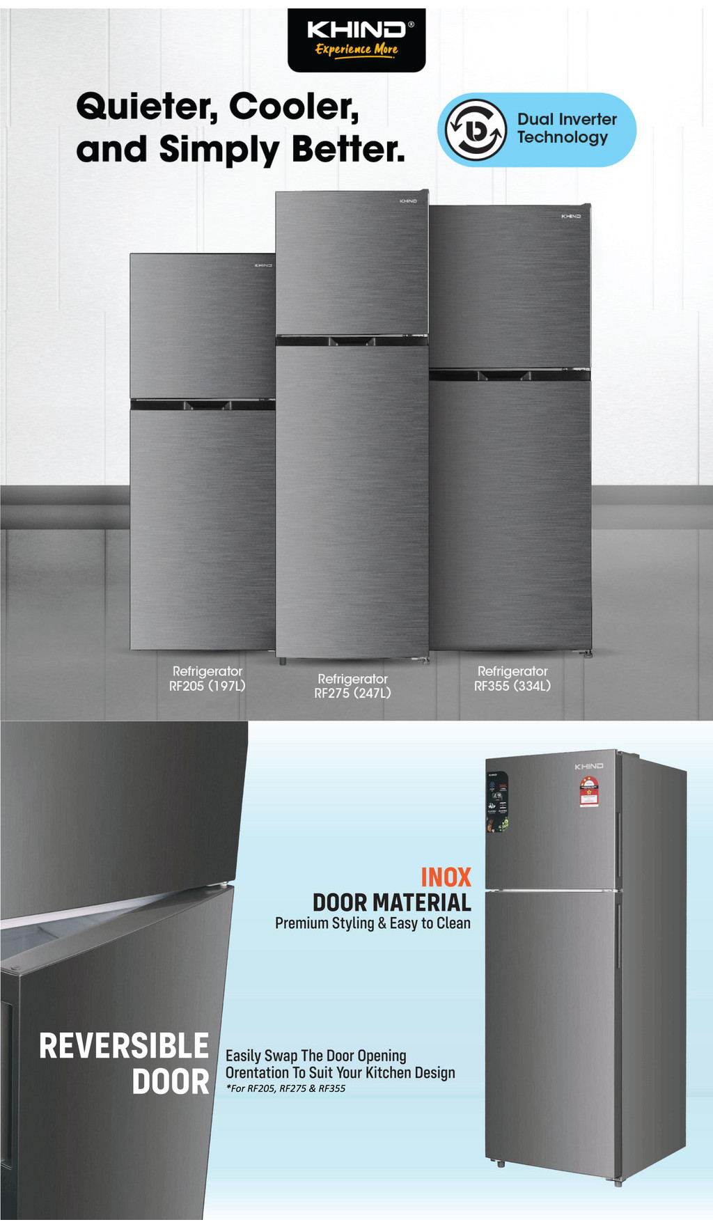 [Free Shipping] Khind Dual Inverter 2 Door Refrigerator RF205 RF275 ...