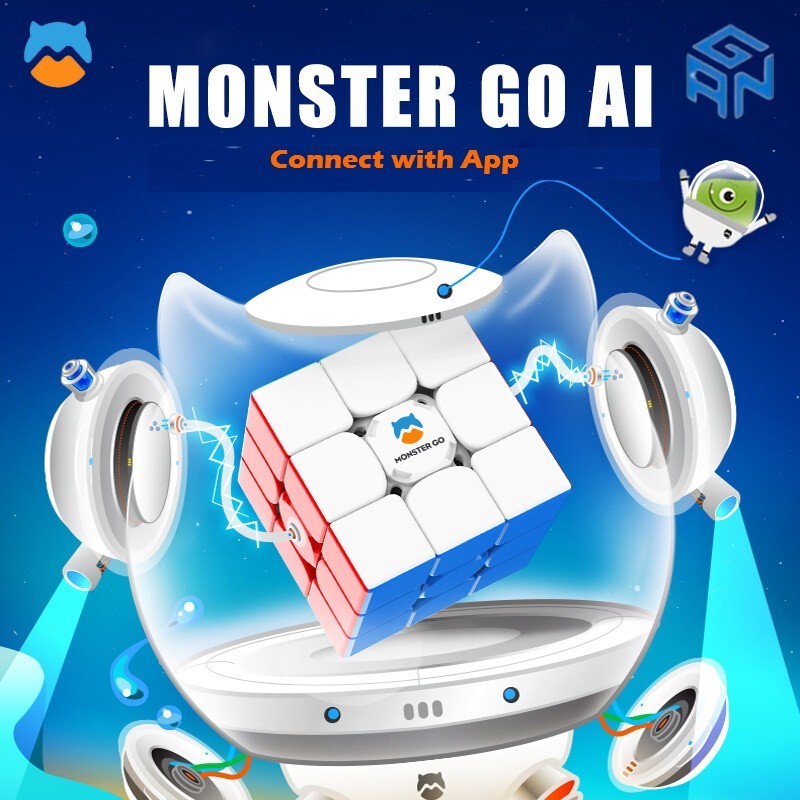 Gan Monster Go Ai 3x3 Magnetic Puzzle Cube Bluetooth Speed Cube ...