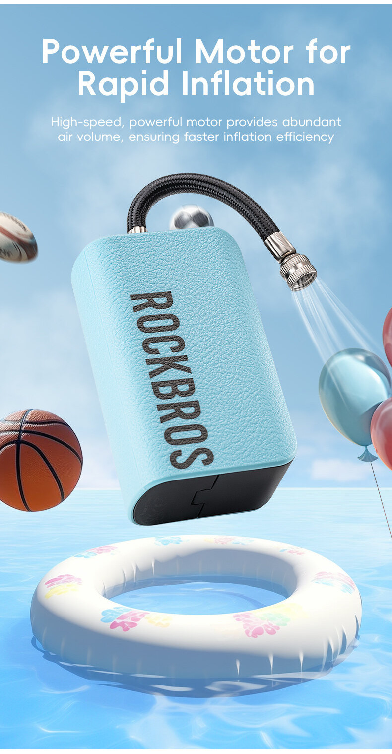 ROCKBROS Balls Mini Electric Air Pump Swim Ring Wireless Portable Long ...