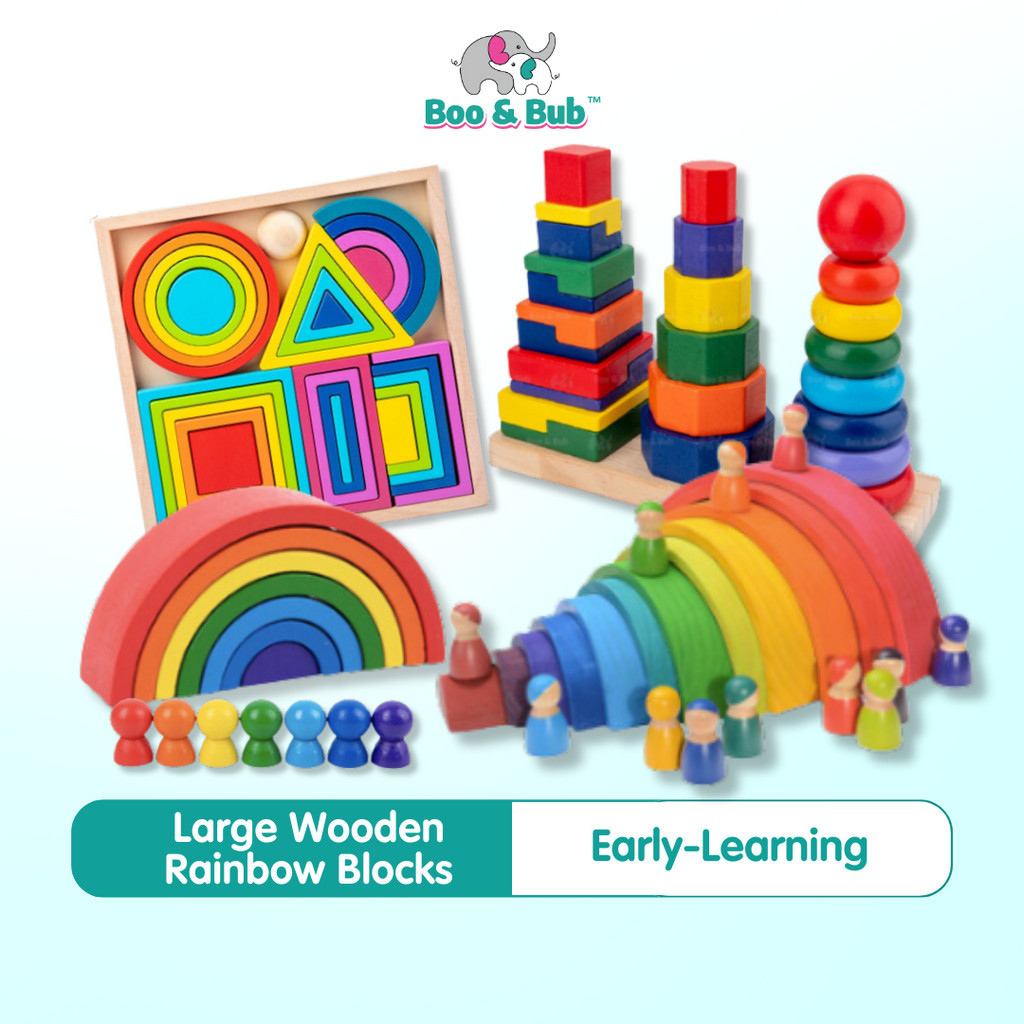 Large Wooden Rainbow Blocks | Toys For Kids Creative Building Toys ...