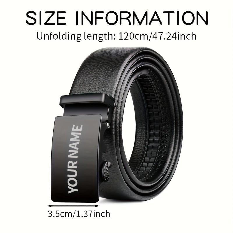 Custom Personalized Name Text Belt for Men PU Leather Alloy Buckle ...
