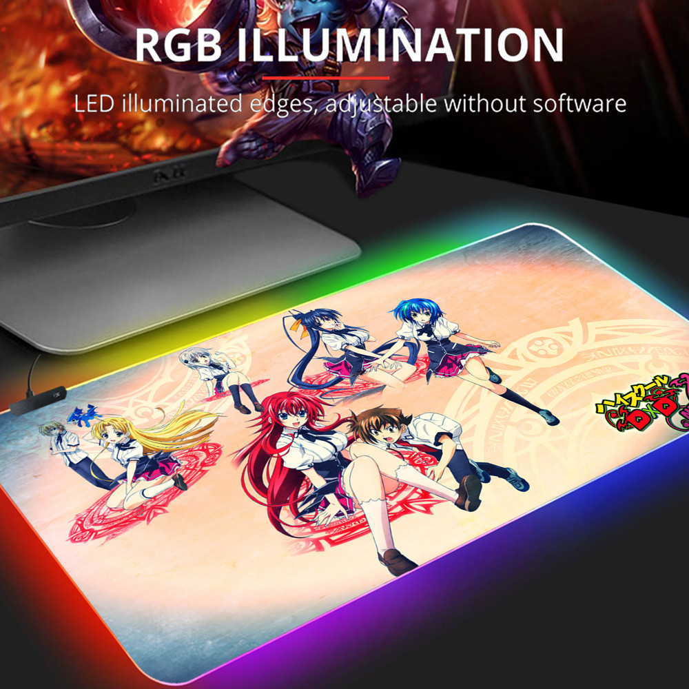 Large RGB Colorful LED Light Soft Large Gaming Mouse Pad Highschool Dxd ...