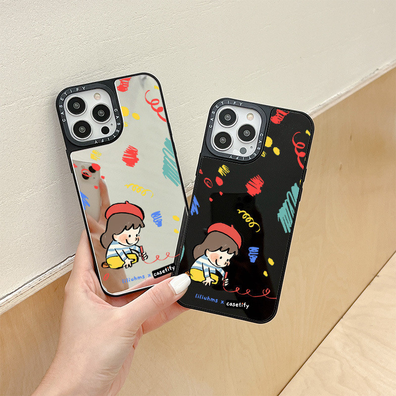 Casetify Liliuhms Cartoon Girl Drawing Mirror Casing For IPhone 15 Pro Max 14 11 12 13 Mini Case