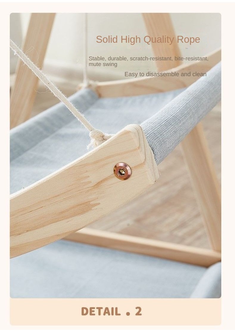 Solid Wood Cat Hammock Bed, Four Seasons Universal Cat Swing Bed, Pet ...