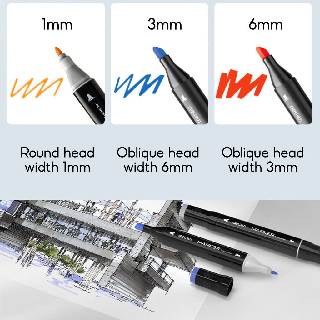 Deli Professional Chisel Art Pastel Marker (168 color) Skin Tone Basic ...