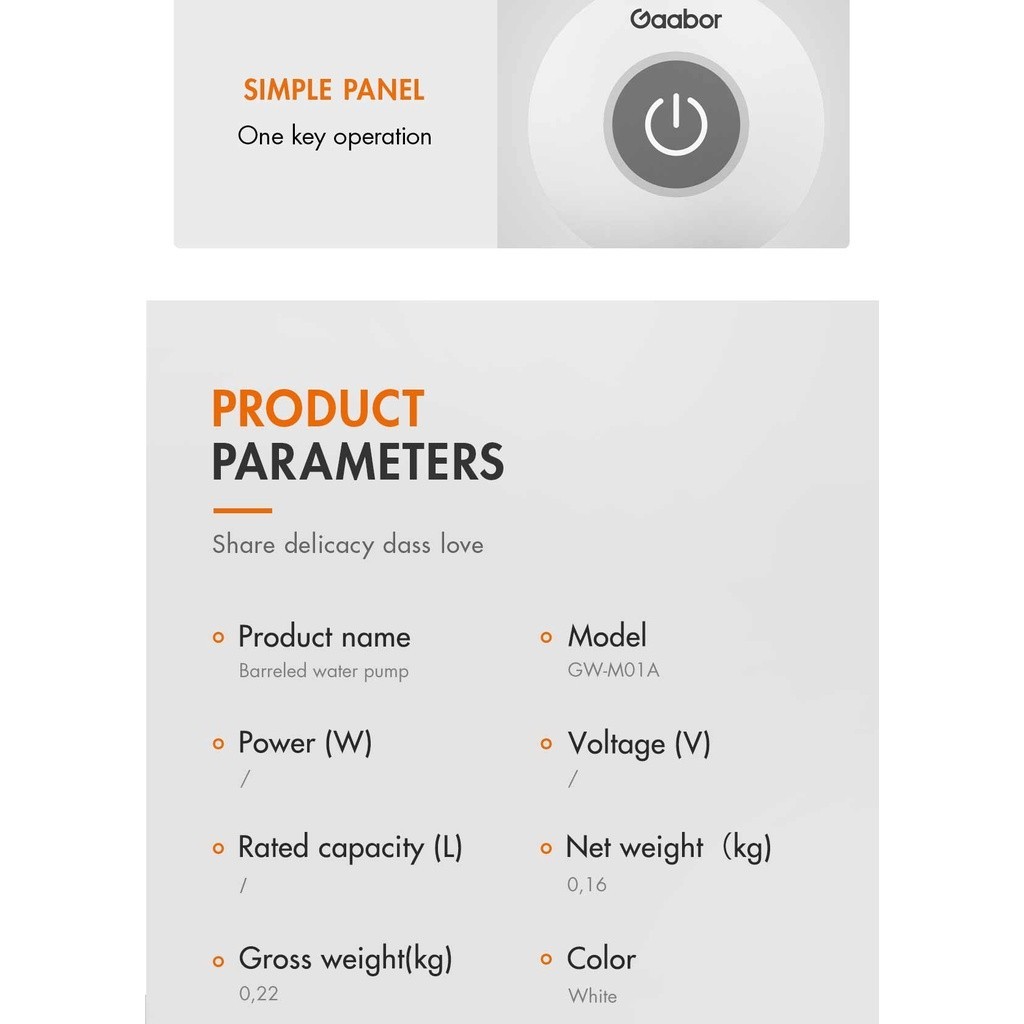 Gaabor Water Dispenser USB Charging �燞igh Capacity GW-M01A