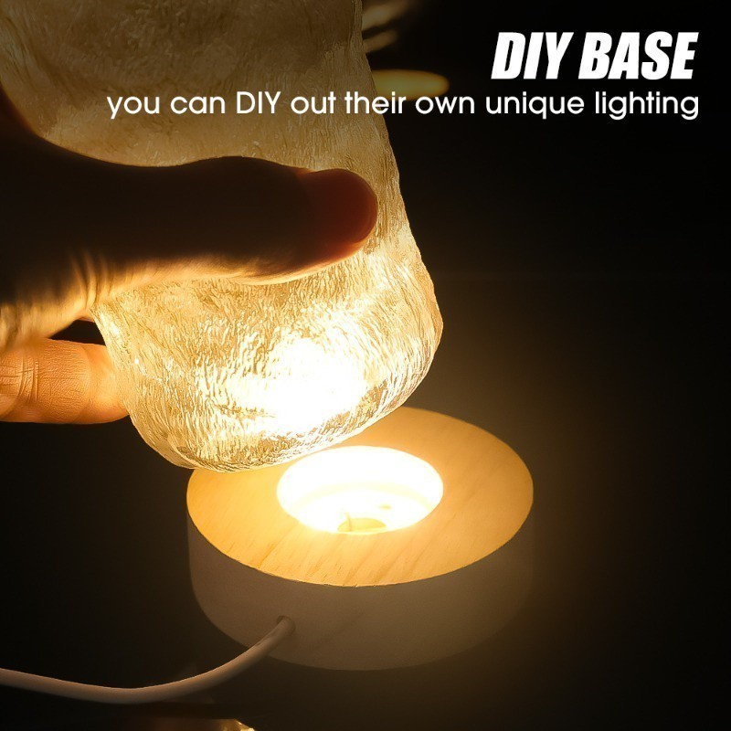 [Better For You] Simple Round Wood LED Glowing Base- DIY Handmade ...