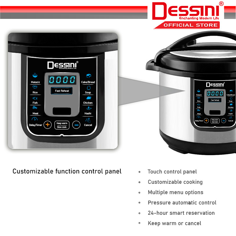 DESSINI ITALY 8 IN 1 Electric Digital Pressure Cooker Non-stick ...