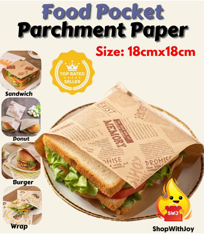 【ShopWithJoy】50pcs Sandwich Paper Food Pocket Toast Food Wrap Food ...