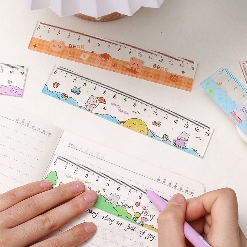 Transparent Scale - Student Drawing Measuring Ruler - Cartoon Bear And ...
