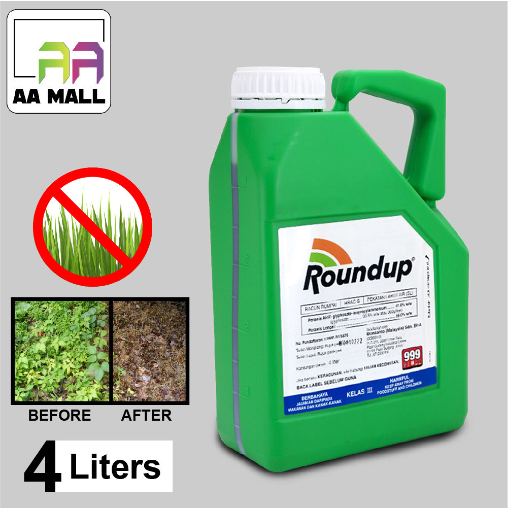 ROUNDUP 4 Liter Herbicide/ Racun Rumput / Rumpai (4 Liter) | Shopee ...