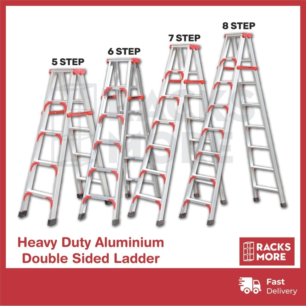 Racksmore Ladder Heavy Duty Double Sided Foldable Aluminium Ladder 