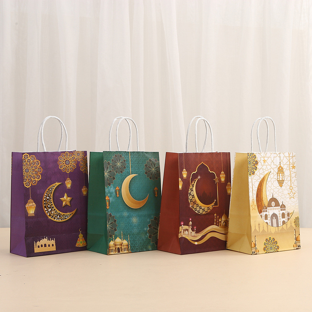 Eid Mubarak Gift Bag Set with Prayer Mat, Prayer Beads, Car Hanger, & Rollerball Perfume - Green