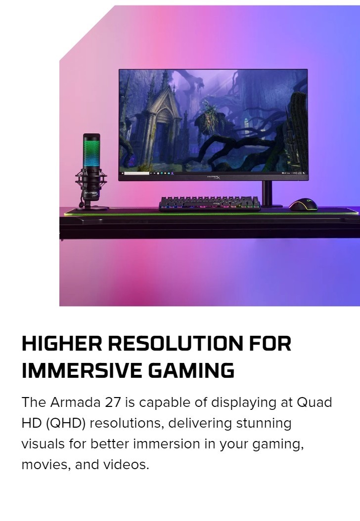HyperX Armada 27 Gaming Monitor 27” QHD 2560x1440 IPS 165Hz Refresh ...