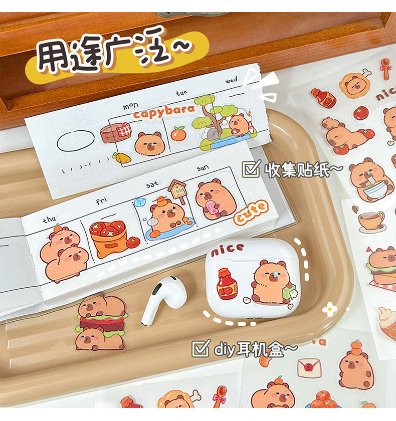【现货】Kapybara Waterproof Sticker 卡皮巴拉防水贴纸 手帐贴纸 卡通 水豚 pet贴纸 咕卡贴纸 钥匙扣 学生 ...