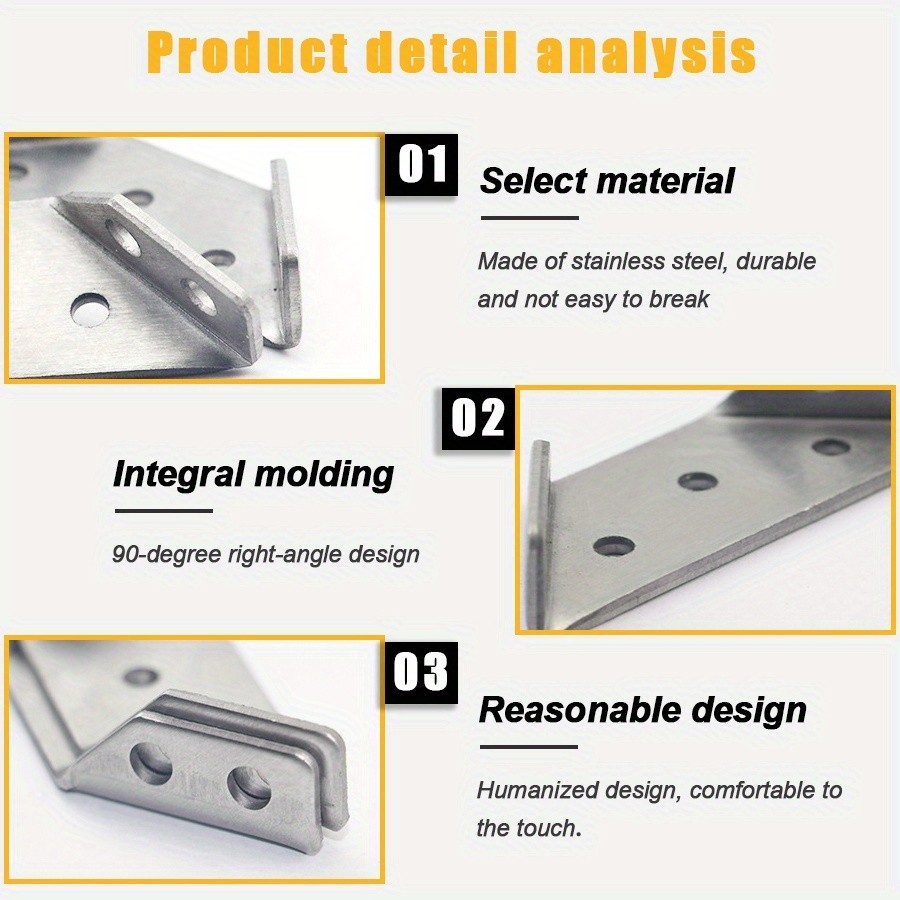 5/10/14pcs 90 Degree Right Angle Corner Code Stainless Steel Three ...