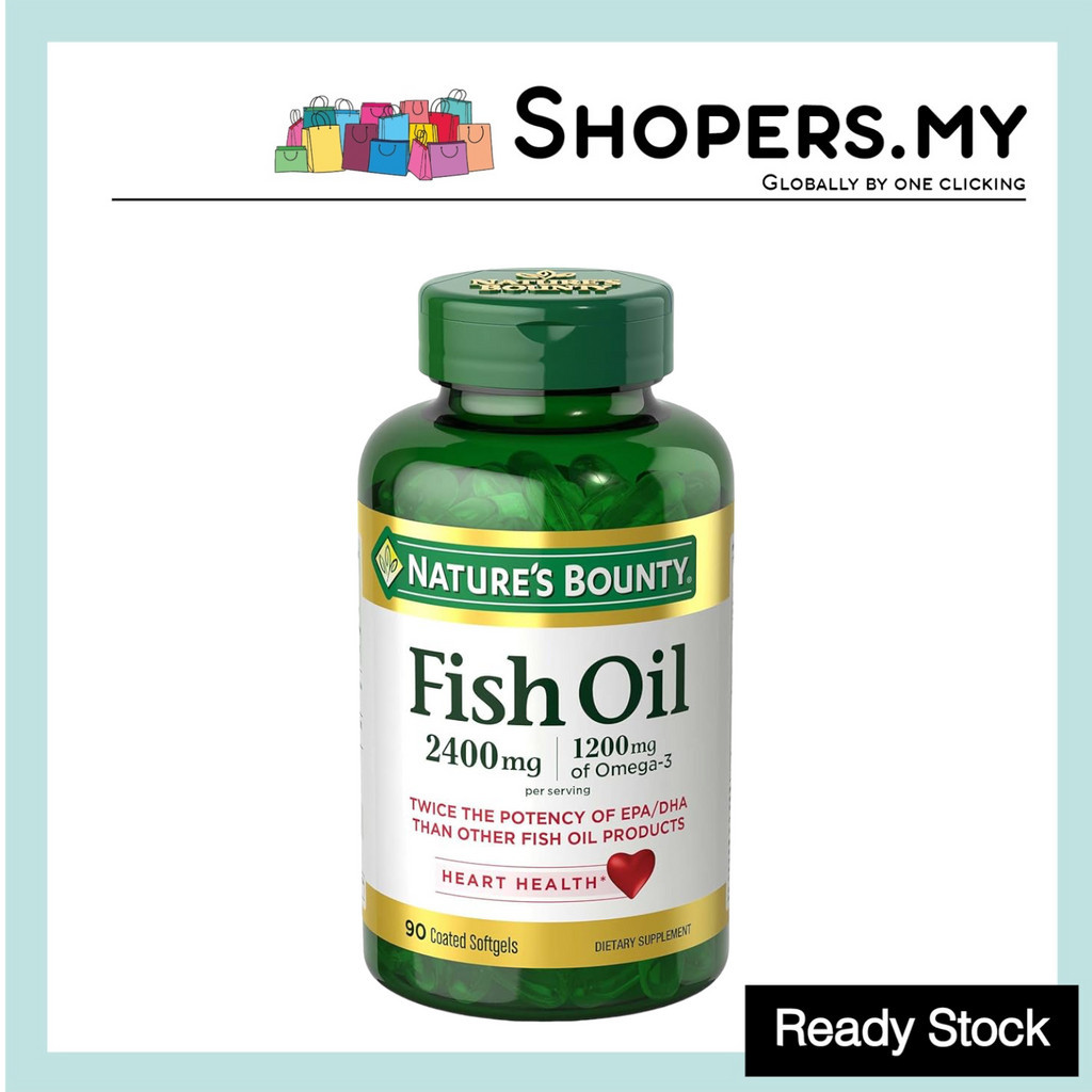 Nature's Bounty Odorless Fish Oil 2400 Mg (90 Coated Softgels) Shopee