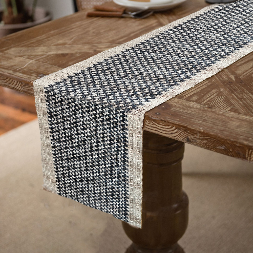 Romantika Loren GRAPHIC TABLE RUNNER 180CM Hand Woven Linen Rustic for ...