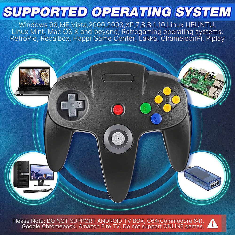 PC Controller N64 USB Wired Gamepad Control Retro Gaming Accessories ...