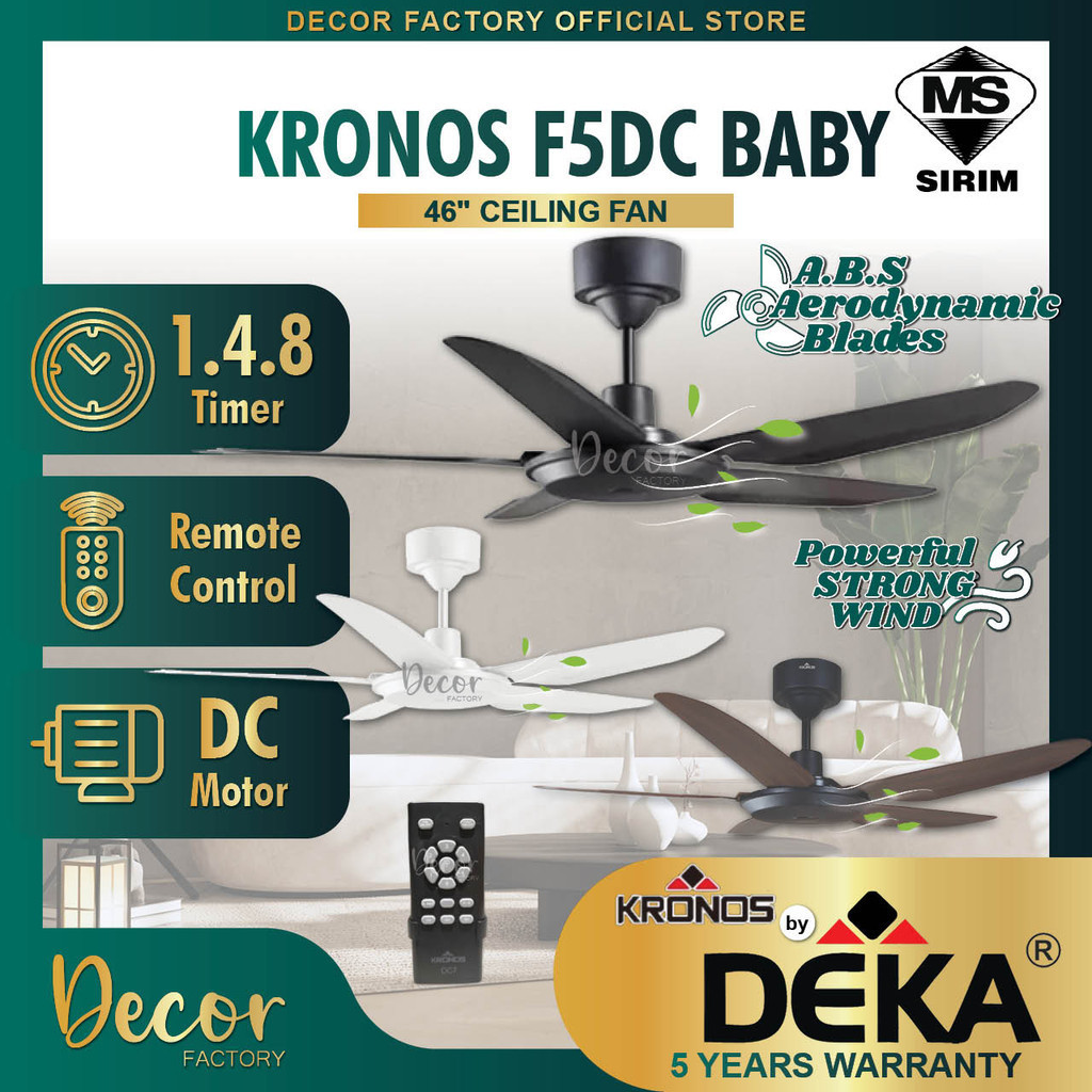 DEKA Ceiling Fan DEKA KRONOS F5DC Baby 46" 5 Blades 7Speed DC Motor