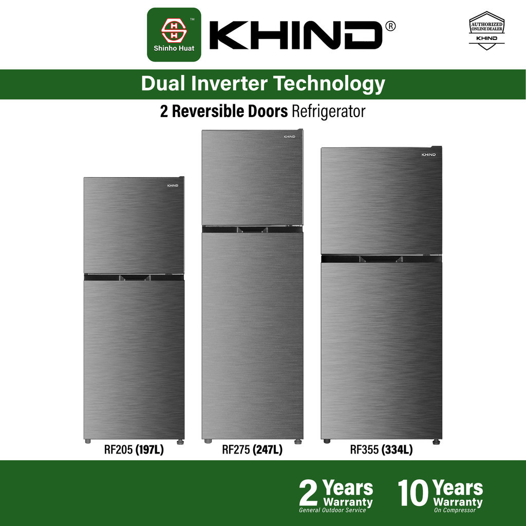 Khind Dual Inverter 2 Door Refrigerator RF205 RF275 RF355 | Shopee Malaysia