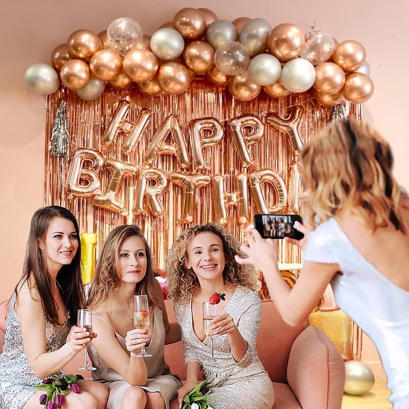 Rose Gold 18th Birthday Decorations Kit – Foil Balloons, Banner, Backdrop & More For A Luxe Party Setup